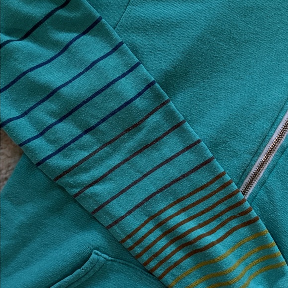 Rare Vintage Aviator Nation Teal Hoodie with Striped Sleeves - Picture 6 of 9